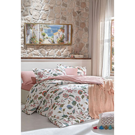 Taç Butik Soleıl Pamuk Tek Kişilik Nevresim Somon