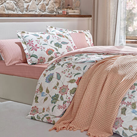 Taç Butik Soleıl Pamuk Çift Kişilik Nevresim Somon
