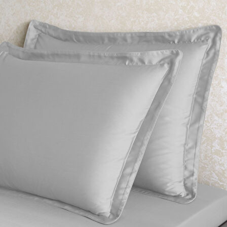 Linens X TENCEL™ Lyocell 2'li Volanlı Yastık Kılıfı Seti Gri