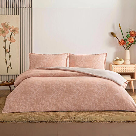 TAÇ SEÇ&SER ÇİFT TARAFI DESENLİ ÇİFT KİŞİLİK NEVRESİM TAKIMI SHİMMER ROSE