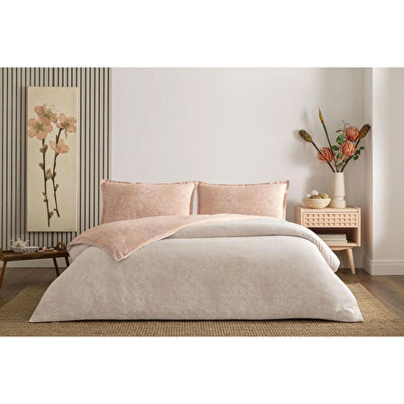 TAÇ SEÇ&SER ÇİFT TARAFI DESENLİ ÇİFT KİŞİLİK NEVRESİM TAKIMI SHİMMER ROSE