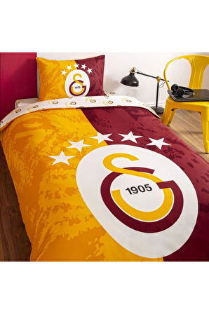 Lisanslı %100 Pamuk Çarşafı Lastikli Tek Kişilik Nevresim Takımı Galatasaray 5. Yıldız
