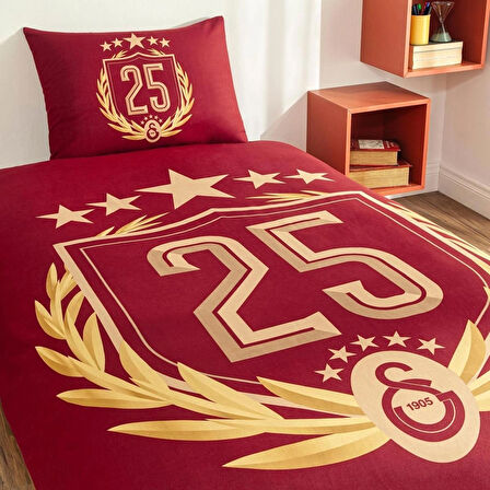 TAÇ LİSANSLI GALATASARAY ÖZEL ÜRETİM 25. ŞAMPİYONLUK TEK KİŞİLİK NEVRESİM TAKIMI