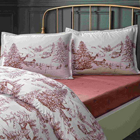 Linens Allday Chalet Pamuk Saten Tek Kişilik Nevresim Takımı Bordo