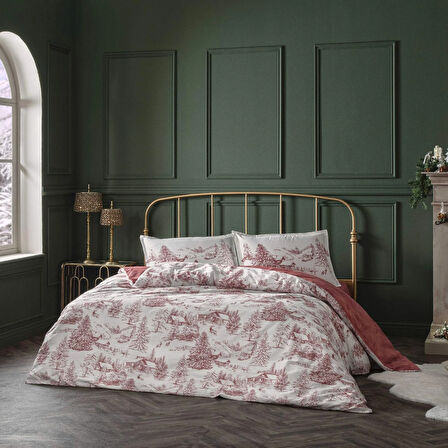 Linens Allday Chalet Pamuk Saten Çift Kişilik Nevresim Takımı Bordo