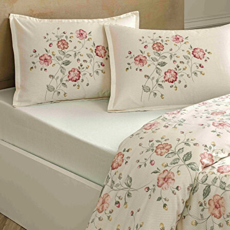 Linens Allday Fleur Pamuk Saten King Nevresim Takımı Krem