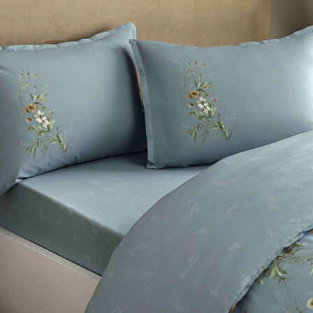 Linens Allday Luce Pamuk Saten King Nevresim Takımı Mavi