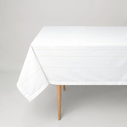 Linens Patrick 150x300 cm Masa Örtüsü Kırık Beyaz