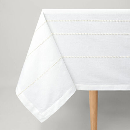 Linens Patrick 150x300 cm Masa Örtüsü Kırık Beyaz