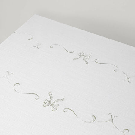 Linens Ribbon 150x250 cm Masa Örtüsü Kırık Beyaz