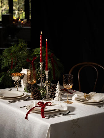 Linens Ribbon 150x250 cm Masa Örtüsü Kırık Beyaz