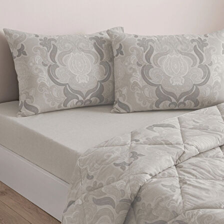 Taç Norellia Ranforce Tek Kişilik Yorgan Seti Gri