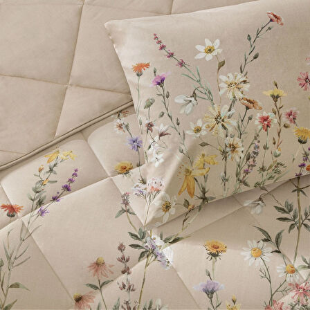 Taç Lunel Ranforce Tek Kişilik Yorgan Seti Bej