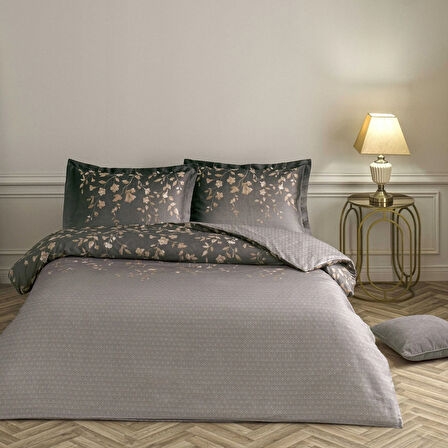 Taç Elaris Saten Çift Kişilik Nevresim Takımı Vizon