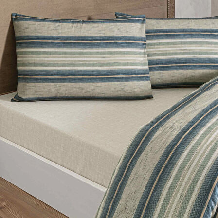 Taç Nores Ranforce Tek Kişilik Nevresim Takımı Mavi