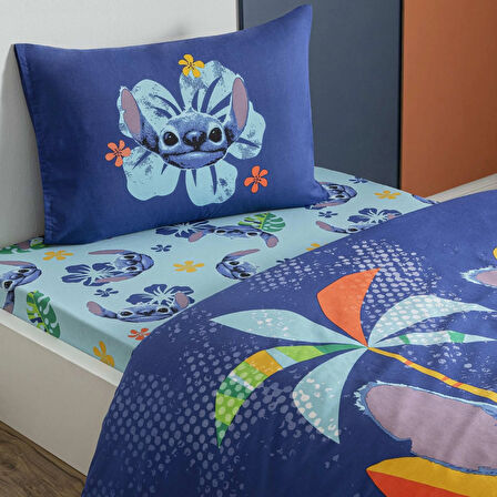 Taç Lisanslı Disney Stitch Aloha Tek Kişilik Pamuk Nevresim Takımı 120