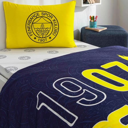 Taç Fenerbahçe Lisanslı Nevresim Takımı Tek Kişilik Pamuk Lacivert - Sarı 160x220 cm