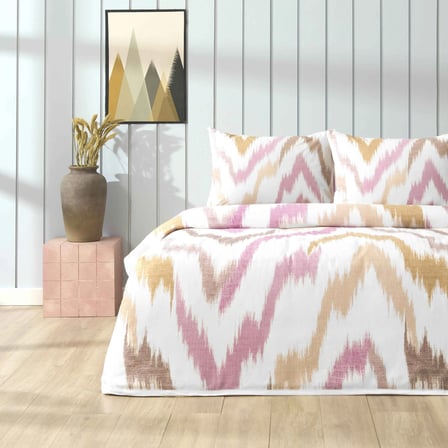 Taç Baskılı Avenya Queen Size Pike Takımı Pembe