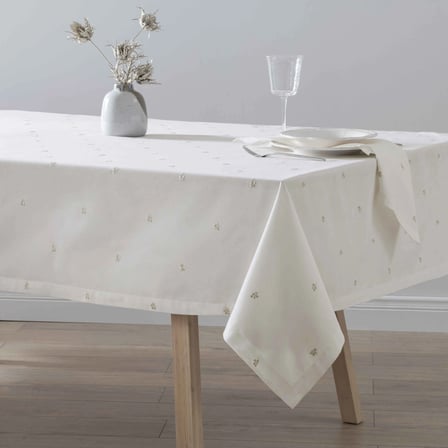 Linens Foglia 150x250 cm Masa Örtüsü Ekru-Gold