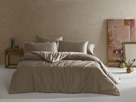 Linens Mix&Match Pamuk Saten Tek Kişilik Nevresim Kılıfı Kahve