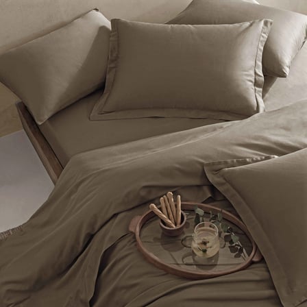 Linens Mix&Match Pamuk Saten Queen Size Lastikli Çarşaf Kahve