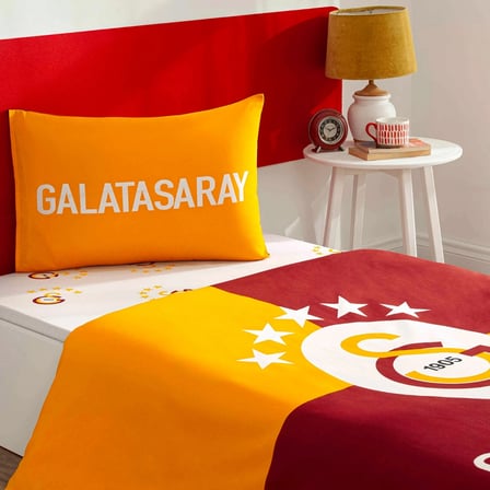 Taç Lisanslı Galatasaray Efsane Pamuk Tek Kişilik Nevresim Takımı 120*200cm Lastikli Çarşaf