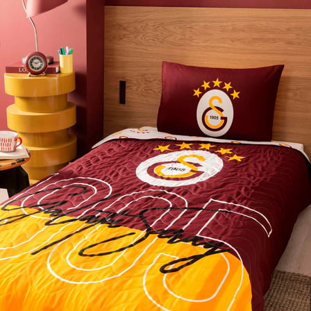 Taç Lisanslı Galatasaray 1905 Yatak Örtüsü Tek Kişilik