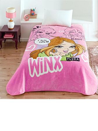 Taç Winx Club Tek Kişilik Polar Battaniye Pembe 160 x 220 cm