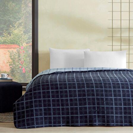 Taç Edwin Pamuk Tek Kişilik Battaniye Lacivert