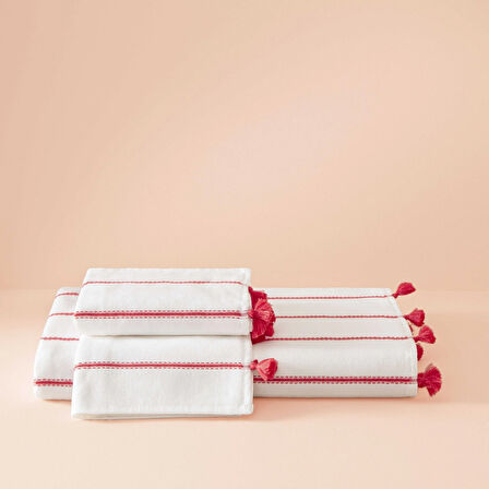 Taç Butik Pamuk Alaçatı Banyo Havlusu Nar Çiçeği