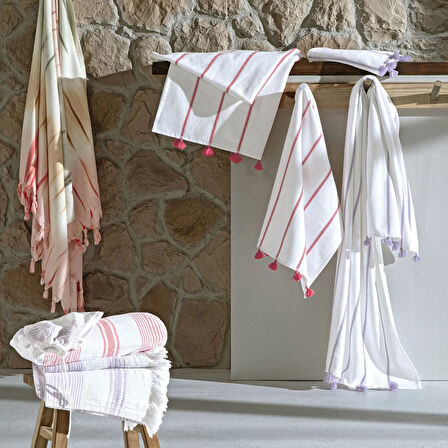 Taç Butik Pamuk Alaçatı Banyo Havlusu Nar Çiçeği