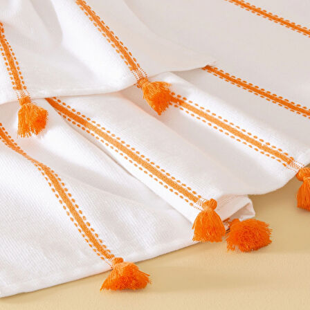 Taç Butik Pamuk Bodrum Yüz Havlusu Turuncu