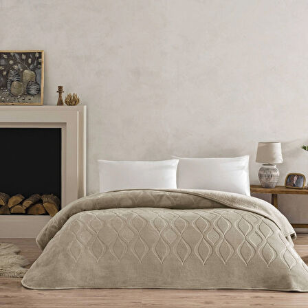 Taç Tessra Çift Kişilik Battaniye Bej