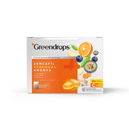 GREENDROPS  ZENCEFİL & ZERDEÇAL & ARONYA 24 BİTKİSEL DROPS