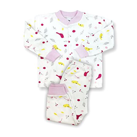 Sema Baby Happy Birds Bebek Pijama Takımı Pembe 0-3 Ay