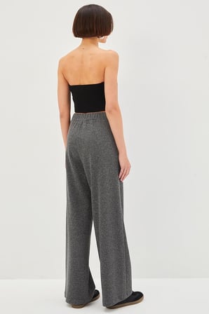 Beli Lastikli Simli Regular Örme Pantolon