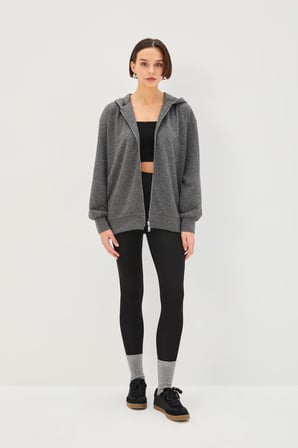 Kapüşonlu Uzun Kollu Regular Örme Simli Sweatshirt