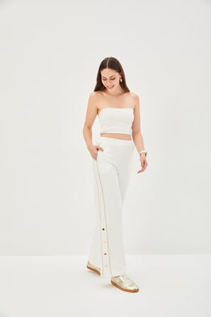 Çıtçıt Düğmeli Regular Örme Pantolon