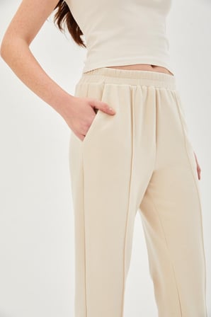 Bel ve Paçası Lastikli Jogger Örme Pantolon