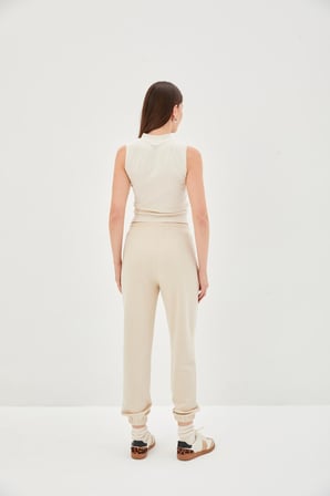 Bel ve Paçası Lastikli Jogger Örme Pantolon