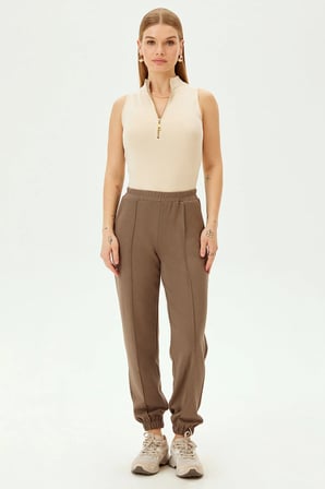 Bel ve Paçası Lastikli Jogger Örme Pantolon