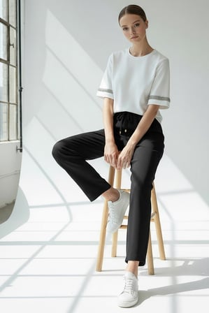 Beli Lastikli Bilek Boy Regular Örme Pantolon