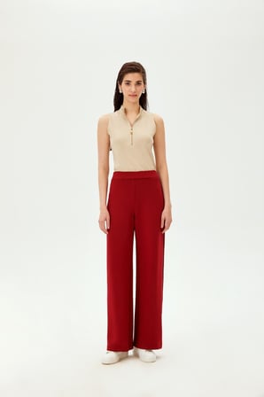 Yanları Boncuk İşleme Detaylı Regular Örme Pantolon