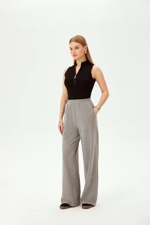 Beli Lastikli Regular Örme Pantolon