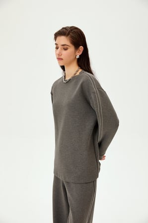 Parlak Taşlı Oversize Sweatshirt