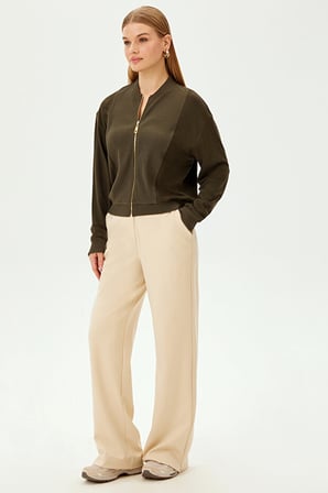 Gold Fermuarlı Pamuklu Regular Sweatshirt