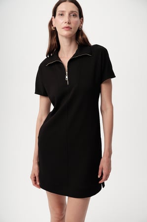 Fermuarlı Polo Yaka Regular Mini Elbise