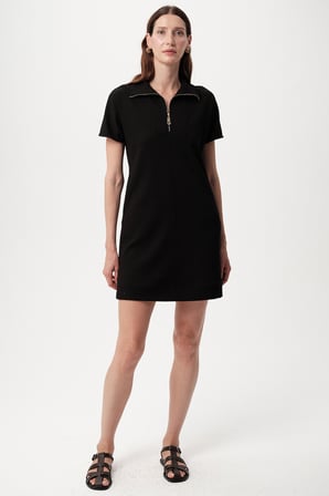 Fermuarlı Polo Yaka Regular Mini Elbise