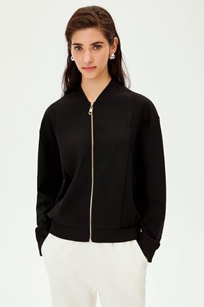 Gold Fermuarlı Pamuklu Regular Sweatshirt