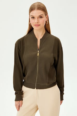 Gold Fermuarlı Pamuklu Regular Sweatshirt
